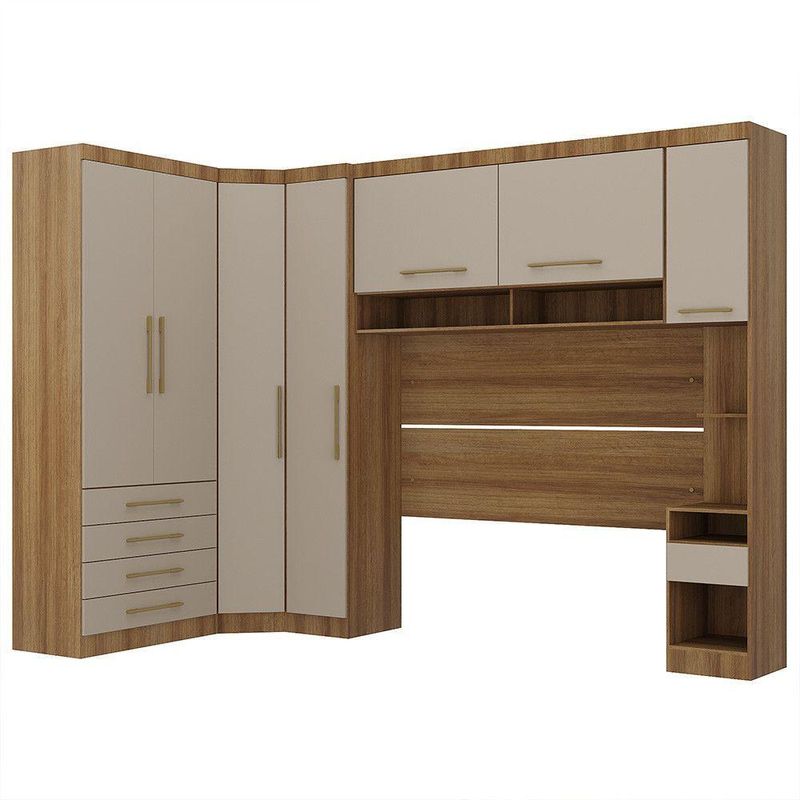 Quarto 7 Portas 5 Gavetas Cab Cs Paris Master Luciane Móveis Avelã Pf-cinammon Pf