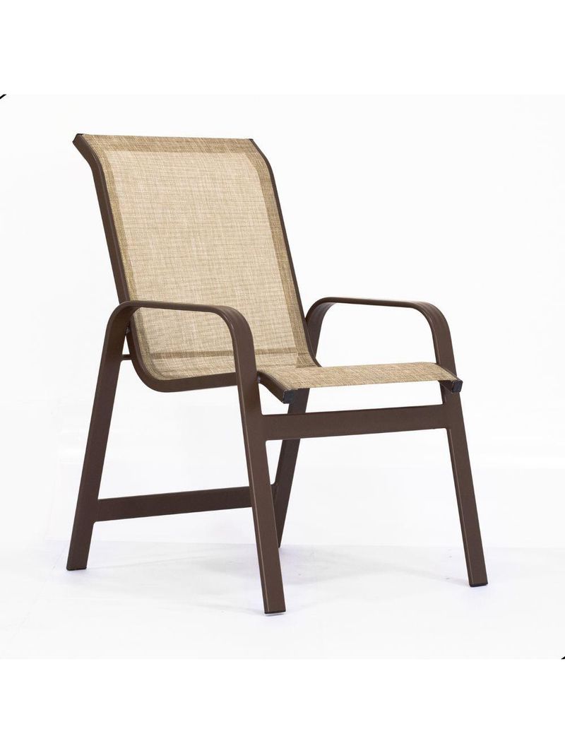 Cadeira De Alumínio Tela Sling Varias Cores Area Externa Marrom Capuccino