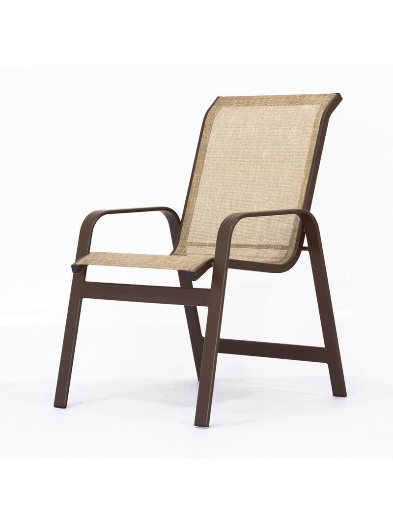 Cadeira De Alumínio Tela Sling Varias Cores Area Externa Marrom Capuccino