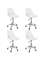 Kit 4 Cadeira Leda Giratória, Base Cromada Com Rodízios, Regulagem De Altura,branco