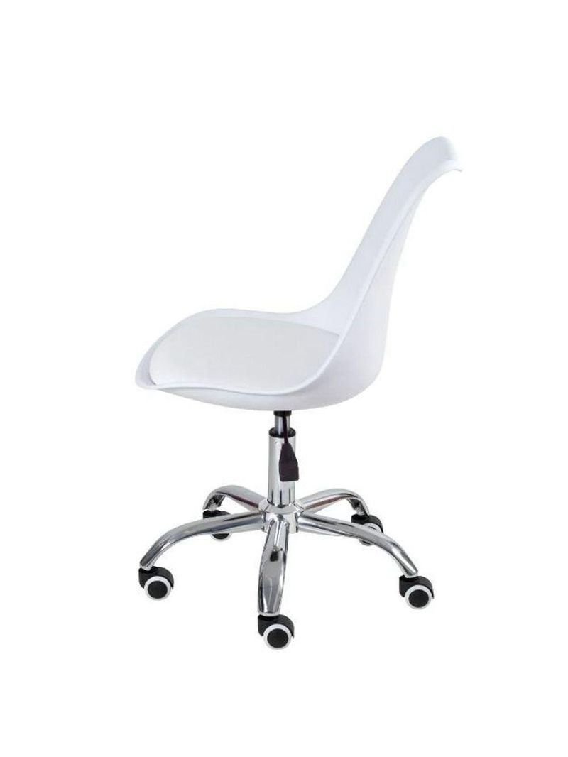Kit 4 Cadeira Leda Giratória, Base Cromada Com Rodízios, Regulagem De Altura,branco