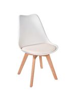 Cadeira Charles Eames Leda Luisa Saarinen Design Wood Estofada Base Madeira - Branca