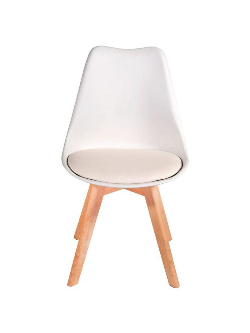 Cadeira Charles Eames Leda Luisa Saarinen Design Wood Estofada Base Madeira - Branca