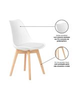 Cadeira Charles Eames Leda Luisa Saarinen Design Wood Estofada Base Madeira - Branca