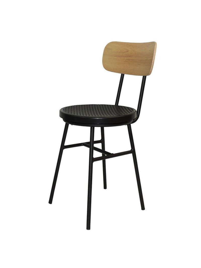 Cadeira Retro Decorativa Com Encosto Caramelo Preta Overseas