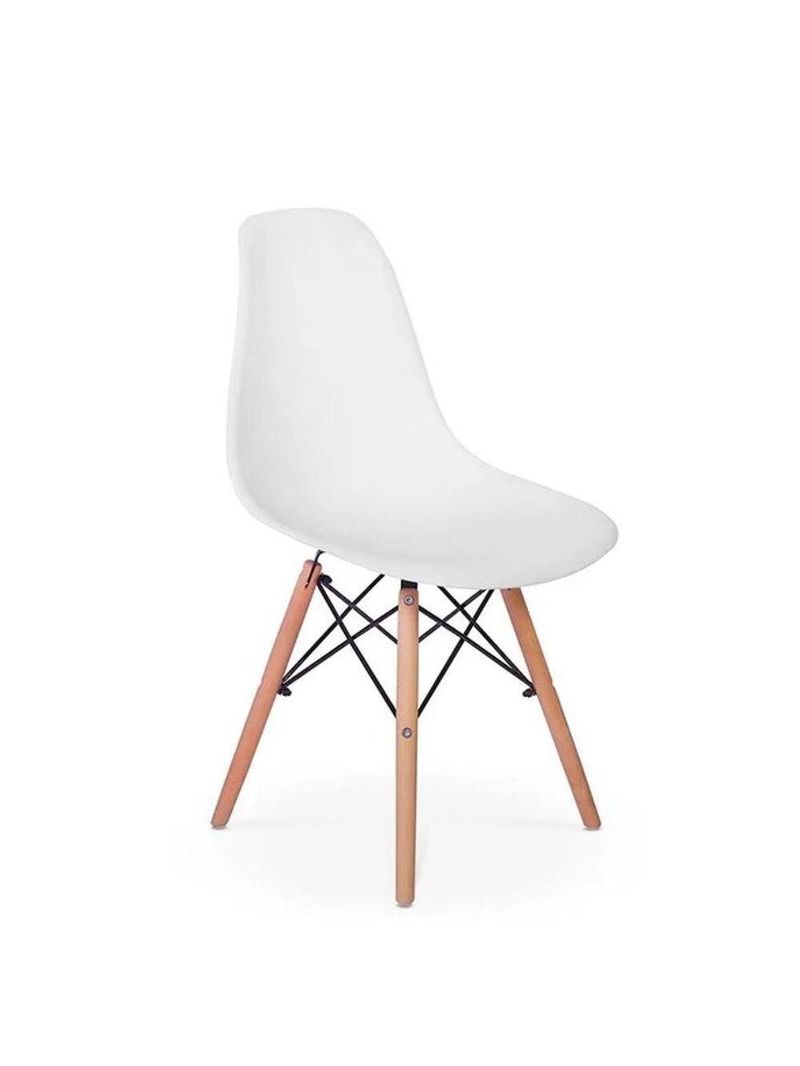 Cadeira Eiffel Charles Eames Branca Com Base De Madeira, Elegância E Conforto