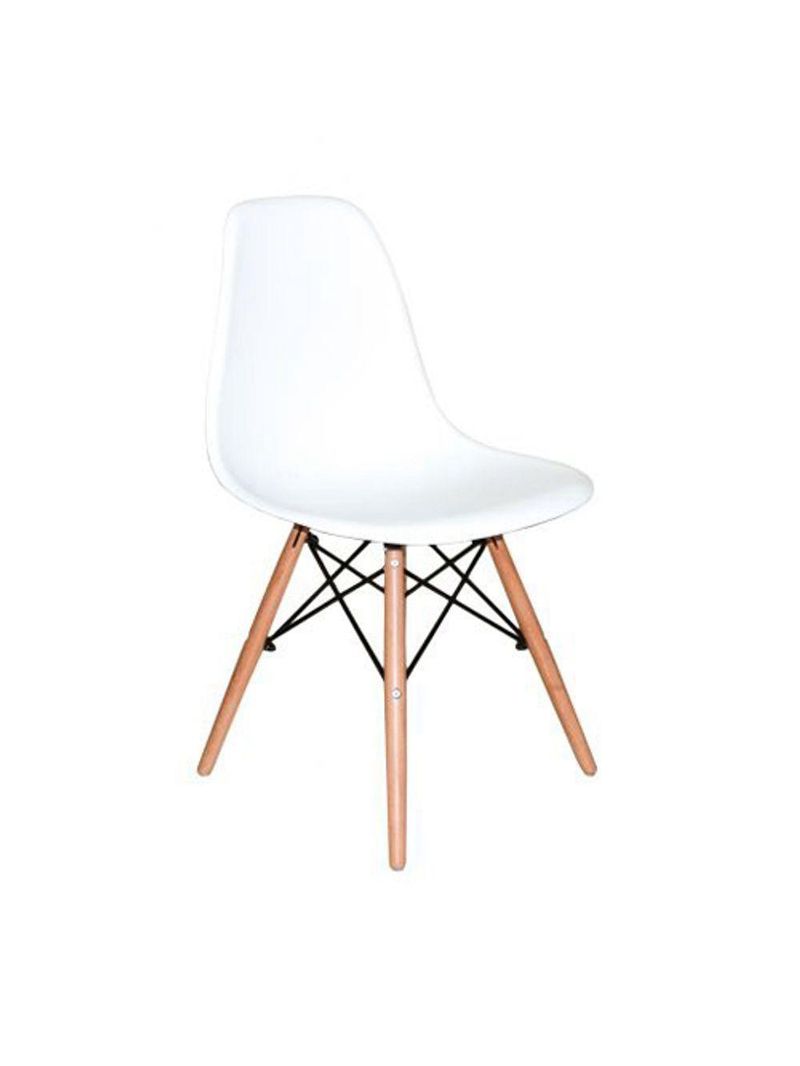 Cadeira Eiffel Charles Eames Branca Com Base De Madeira, Elegância E Conforto