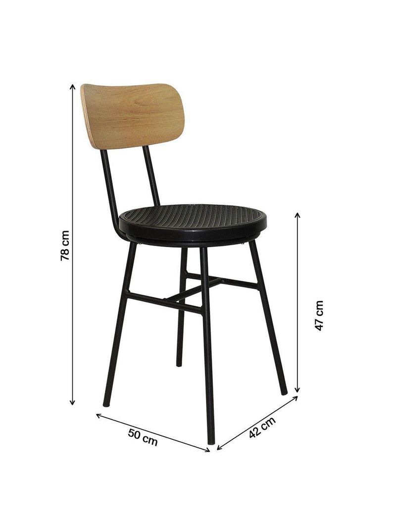 Cadeira Retro Decorativa Com Encosto Caramelo Preta Overseas