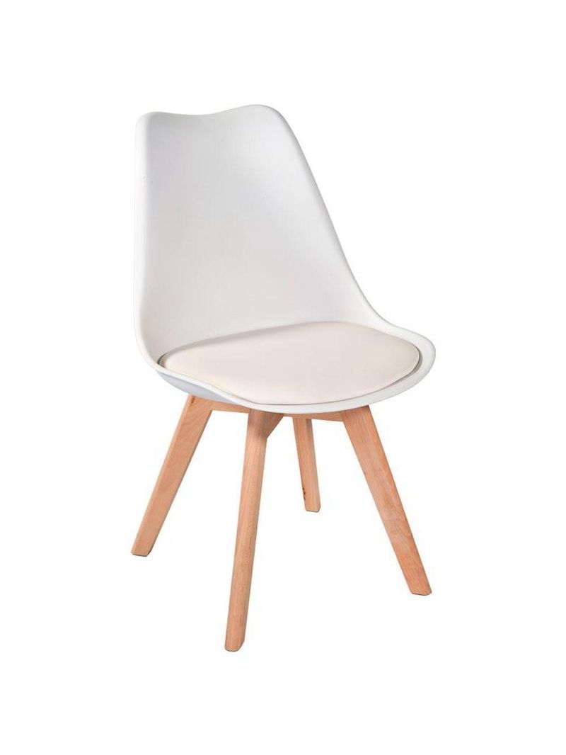 Cadeira Charles Eames Leda Luisa Saarinen Design Wood Estofada Base Madeira - Branca