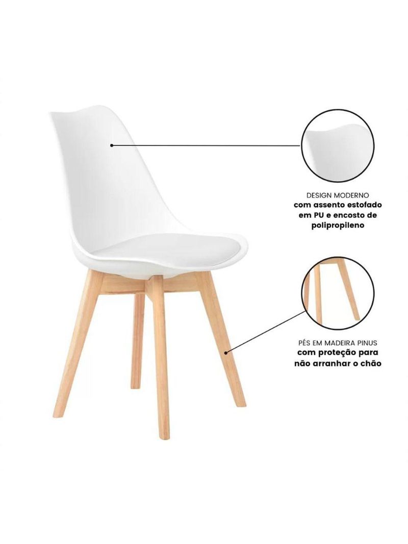 Cadeira Charles Eames Leda Luisa Saarinen Design Wood Estofada Base Madeira - Branca