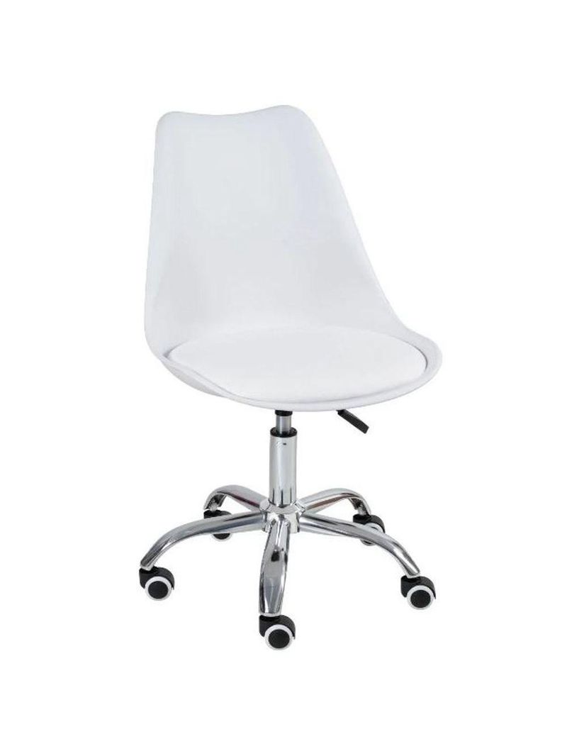 Kit 3 Cadeira Home Office Leda Giratória, Base Cromada Com Rodízios, Regulagem De Altura,branco