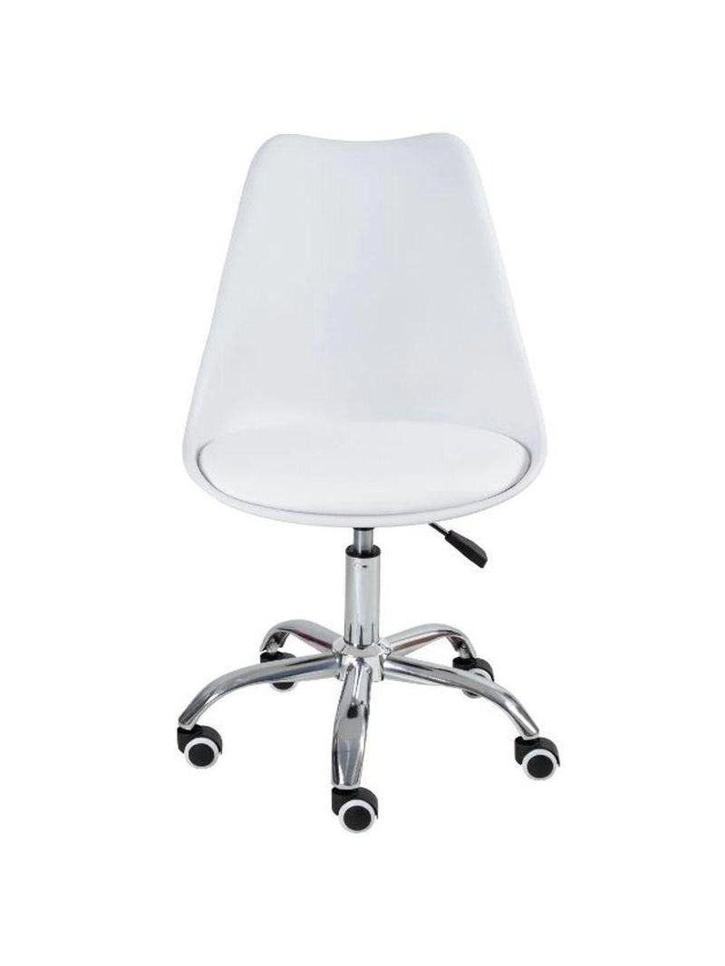 Kit 3 Cadeira Home Office Leda Giratória, Base Cromada Com Rodízios, Regulagem De Altura,branco