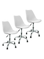 Kit 3 Cadeira Home Office Leda Giratória, Base Cromada Com Rodízios, Regulagem De Altura,branco