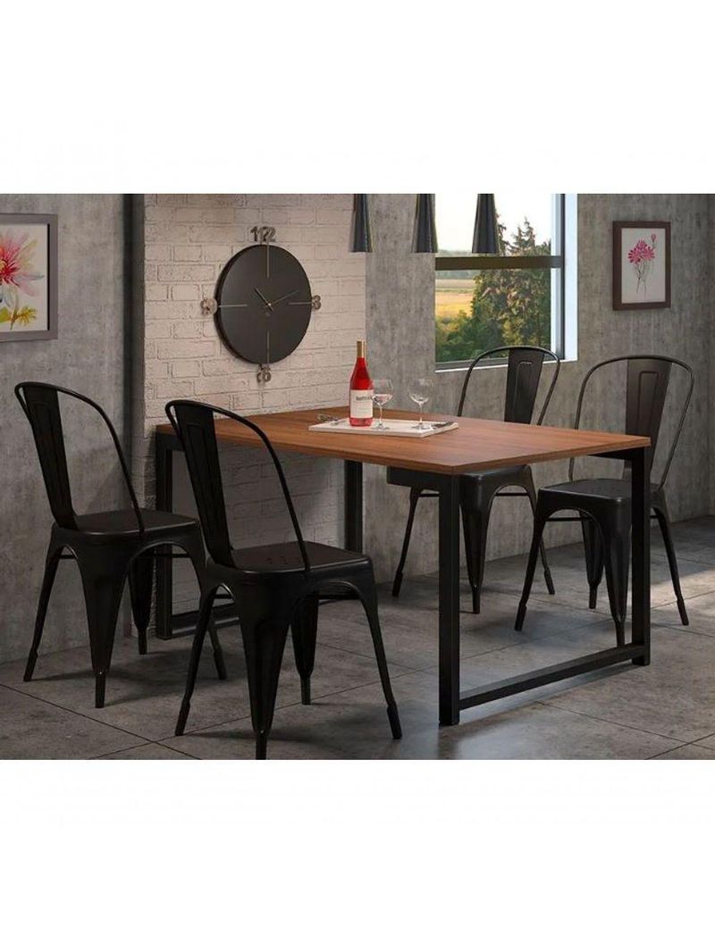 Cadeira Tolix Iron Design Preto Aço Industrial Sala Cozinha Jantar Bar