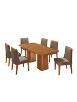 Mesa De Jantar Eloise 180cm Tampo MDF Com 6 Cadeira Moderna Veludo Capuccino Naturalle