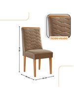 Mesa De Jantar Eloise 180cm Tampo MDF Com 6 Cadeira Moderna Veludo Capuccino Naturalle
