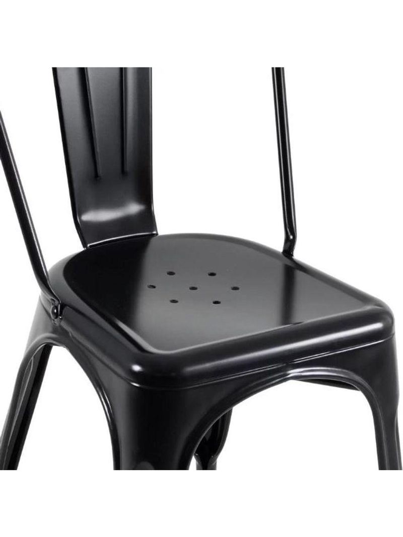 Cadeira Tolix Iron Design Aço Industrial Sala Cozinha Jantar Bar Preto Brilhante