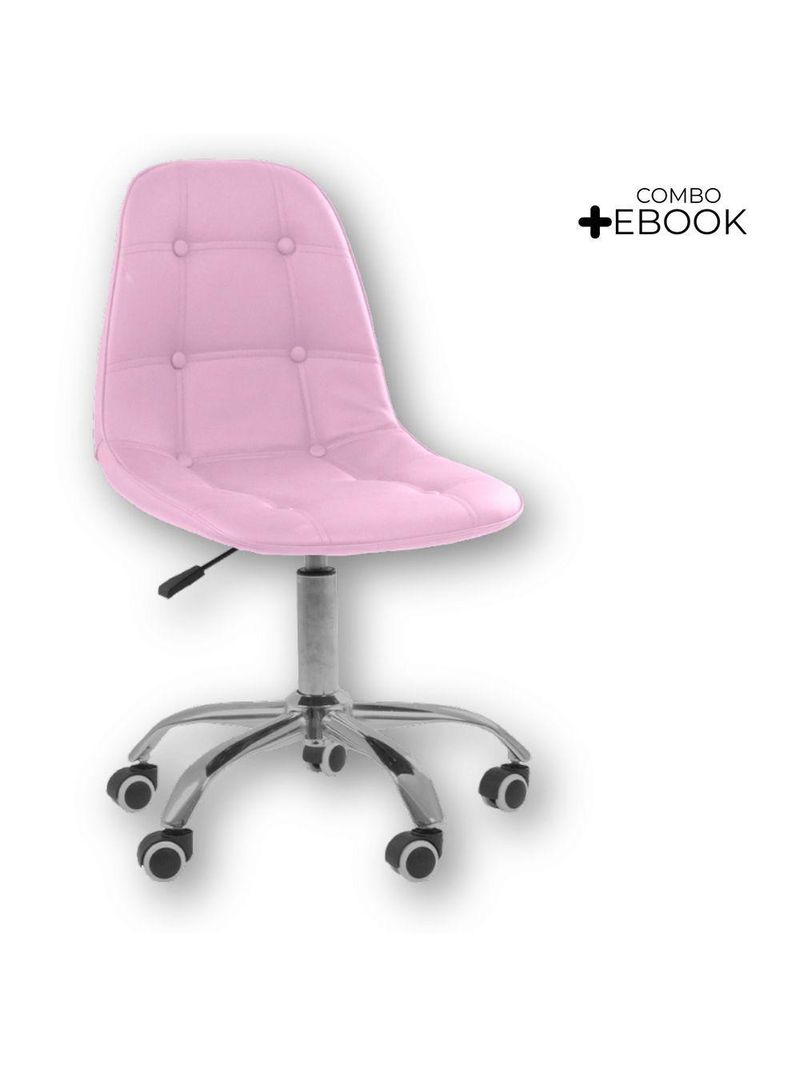 Cadeira Office Eiffel Botonê Ajustável Oficial Girat + Ebook Rosa 1