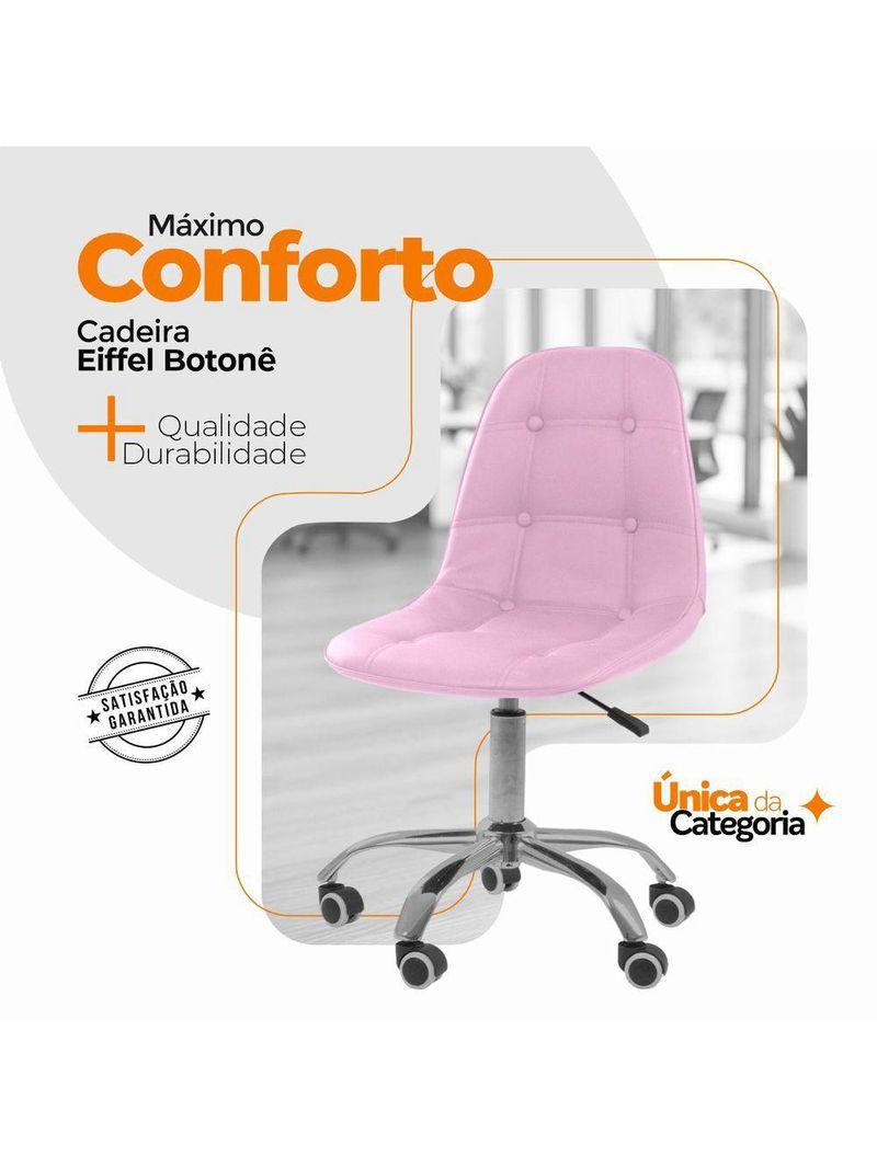 Cadeira Office Eiffel Botonê Ajustável Oficial Girat + Ebook Rosa 1