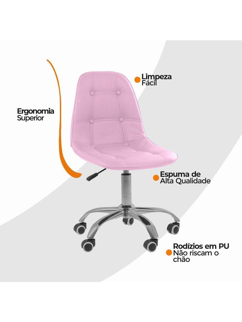 Cadeira Office Eiffel Botonê Ajustável Oficial Girat + Ebook Rosa 1