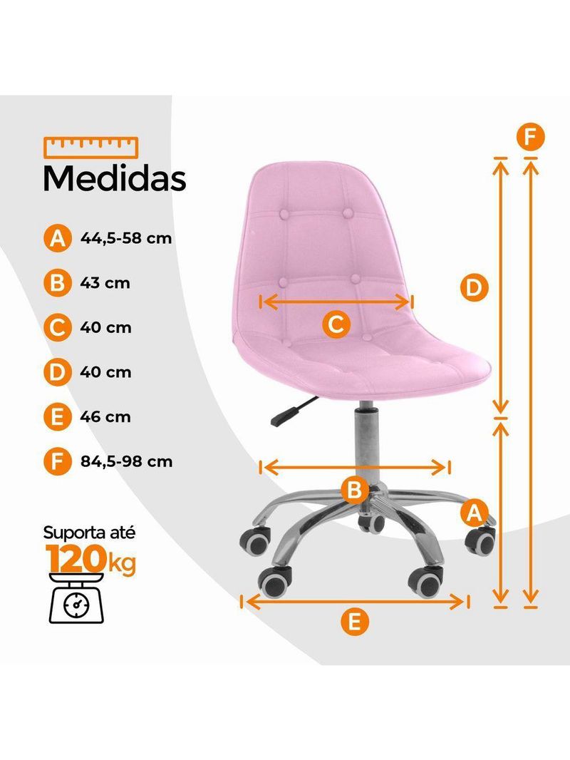 Cadeira Office Eiffel Botonê Ajustável Oficial Girat + Ebook Rosa 1