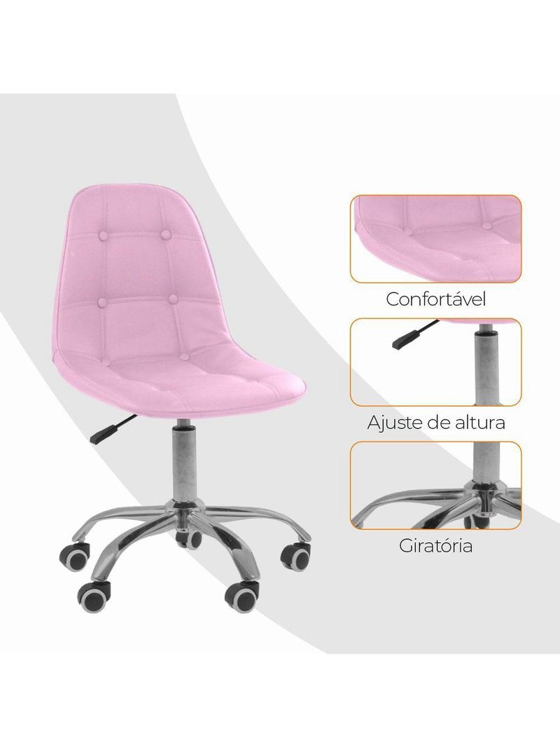 Cadeira Office Eiffel Botonê Ajustável Oficial Girat + Ebook Rosa 1