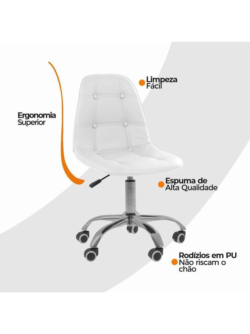 Cadeira Office Eiffel Botonê Ajustável Oficial Girat + Ebook Branco 1