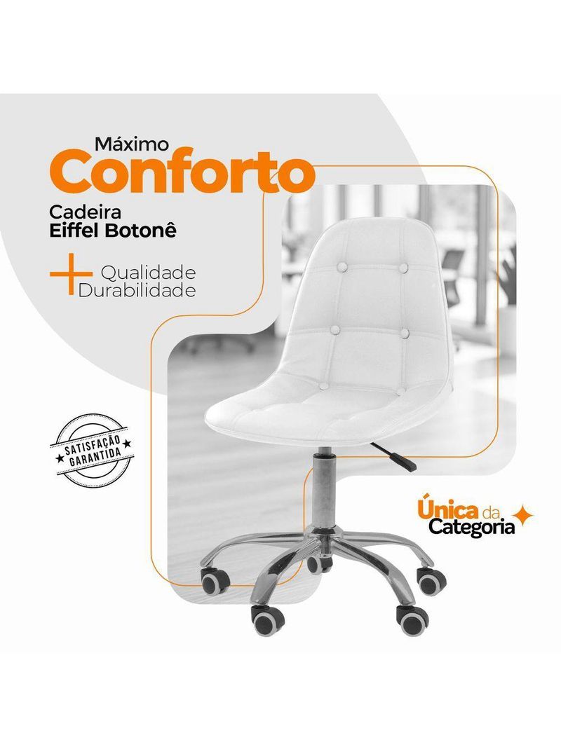 Cadeira Office Eiffel Botonê Ajustável Oficial Girat + Ebook Branco 1