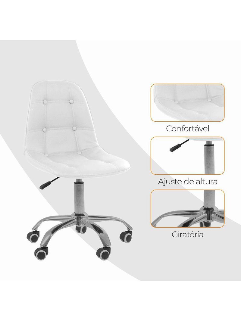 Cadeira Office Eiffel Botonê Ajustável Oficial Girat + Ebook Branco 1