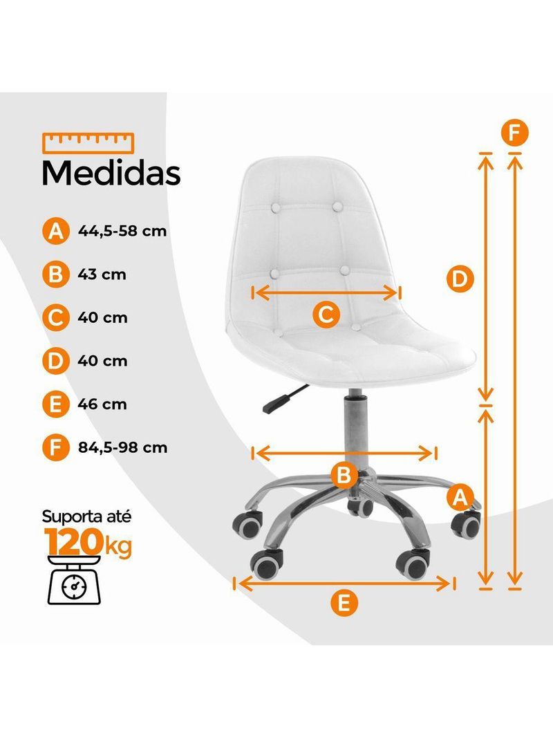 Cadeira Office Eiffel Botonê Ajustável Oficial Girat + Ebook Branco 1