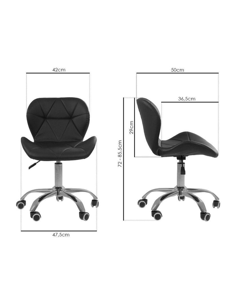 Cadeira Office Eiffel Slim Com Base Giratória E Ajustável Preto