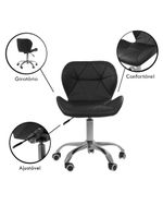 Cadeira Office Eiffel Slim Com Base Giratória E Ajustável Preto