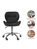 Cadeira Office Eiffel Slim Com Base Giratória E Ajustável Preto