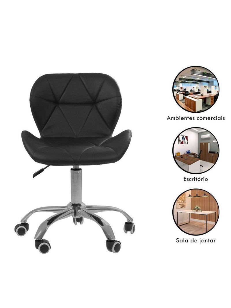 Cadeira Office Eiffel Slim Com Base Giratória E Ajustável Preto