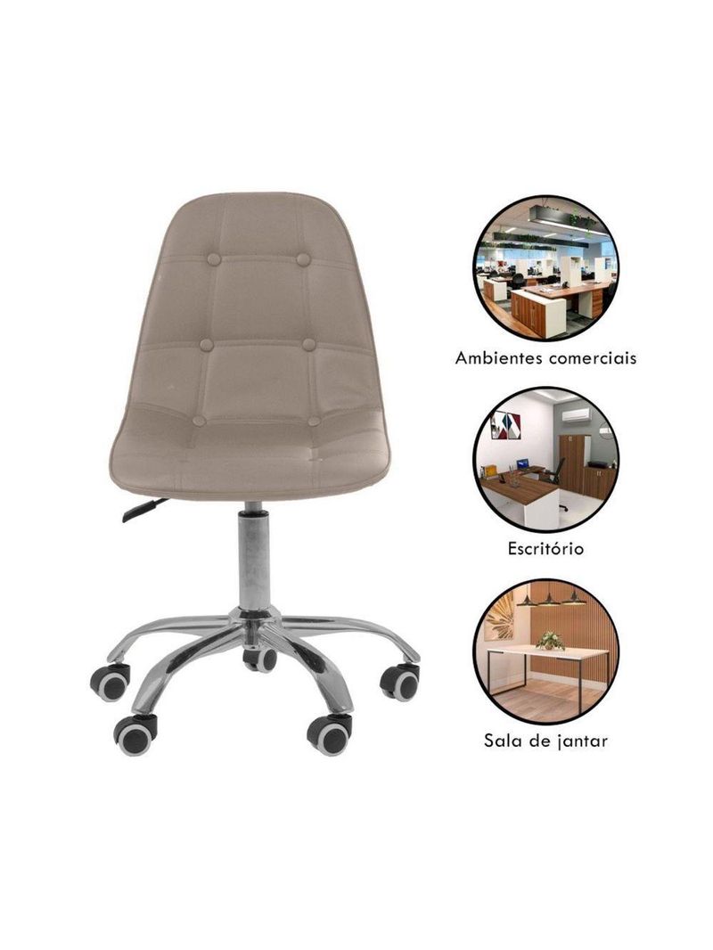 Cadeira Office Eiffel Botonê Ajustável Base Giratória Bege
