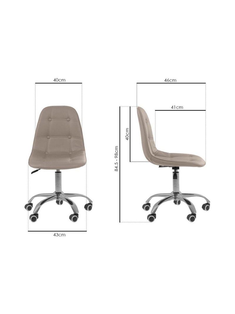 Cadeira Office Eiffel Botonê Ajustável Base Giratória Bege