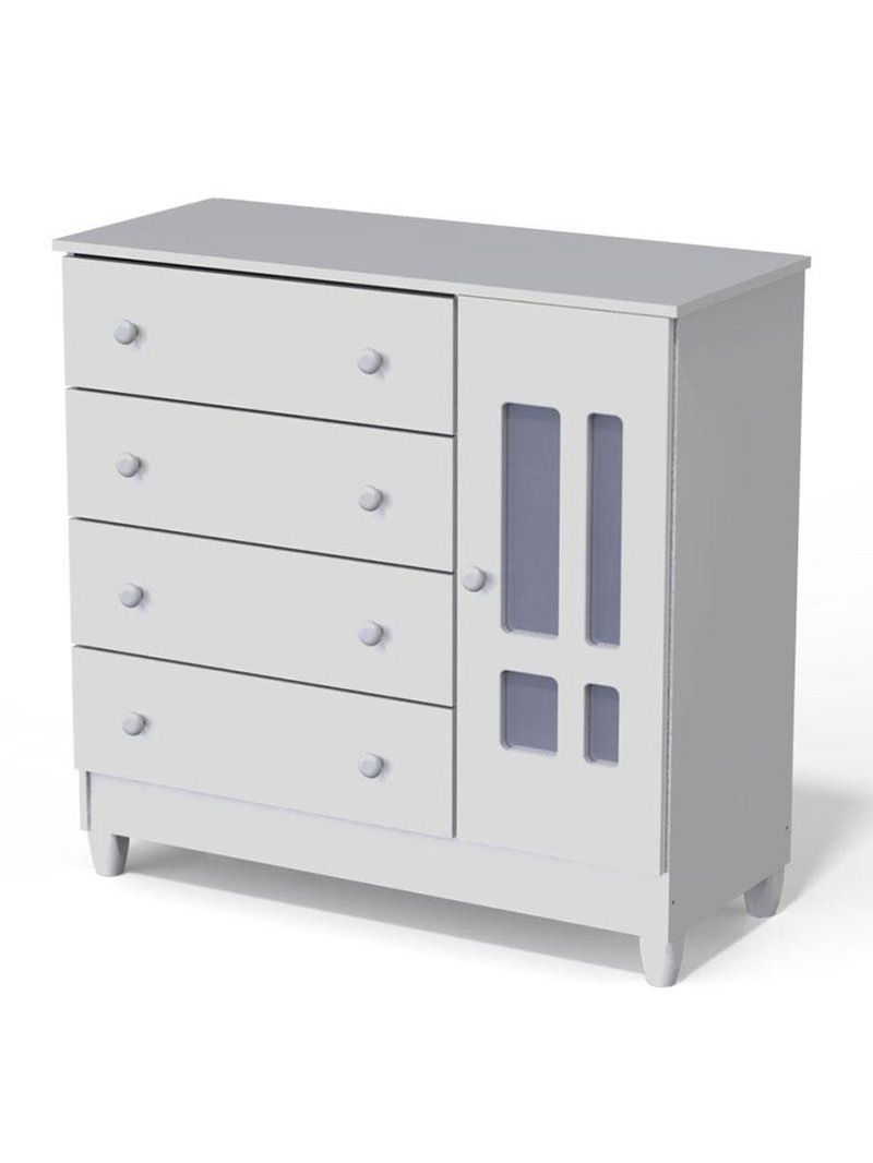 Quarto De Bebê Ariel 4 Portas Com Berço Americano Mirelle Branco Brilho - Carolina