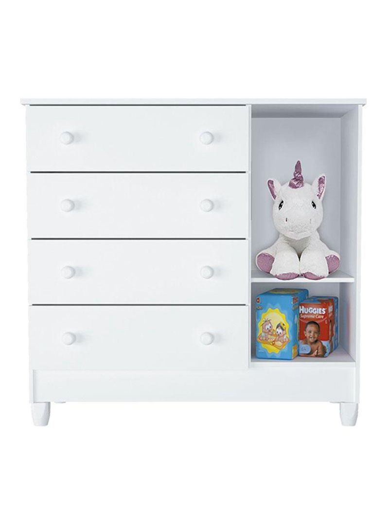 Quarto De Bebê Ariel 4 Portas Com Berço Americano Mirelle Branco Brilho - Carolina