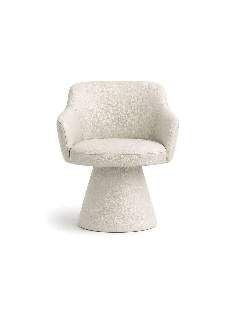 Cadeira De Mesa De Jantar Jade Base Cone Giratória Corano Off White - Nexta Casa