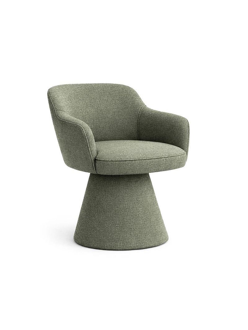 Cadeira De Mesa De Jantar Jade Base Cone Linho Verde - Nexta Casa