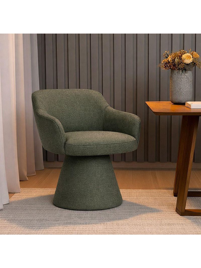 Cadeira De Mesa De Jantar Jade Base Cone Linho Verde - Nexta Casa