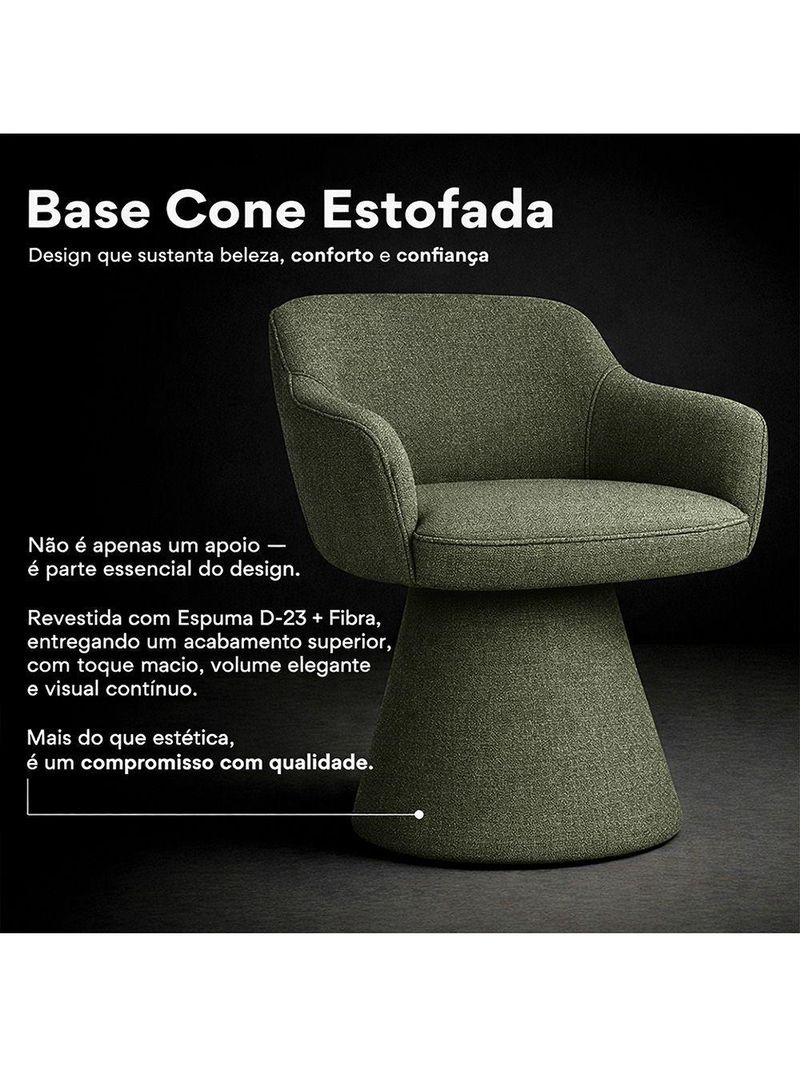 Cadeira De Mesa De Jantar Jade Base Cone Linho Verde - Nexta Casa
