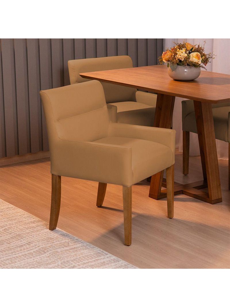 Cadeira Para Mesa De Jantar Angel Base Madeira Corano Caramelo - Nexta Casa