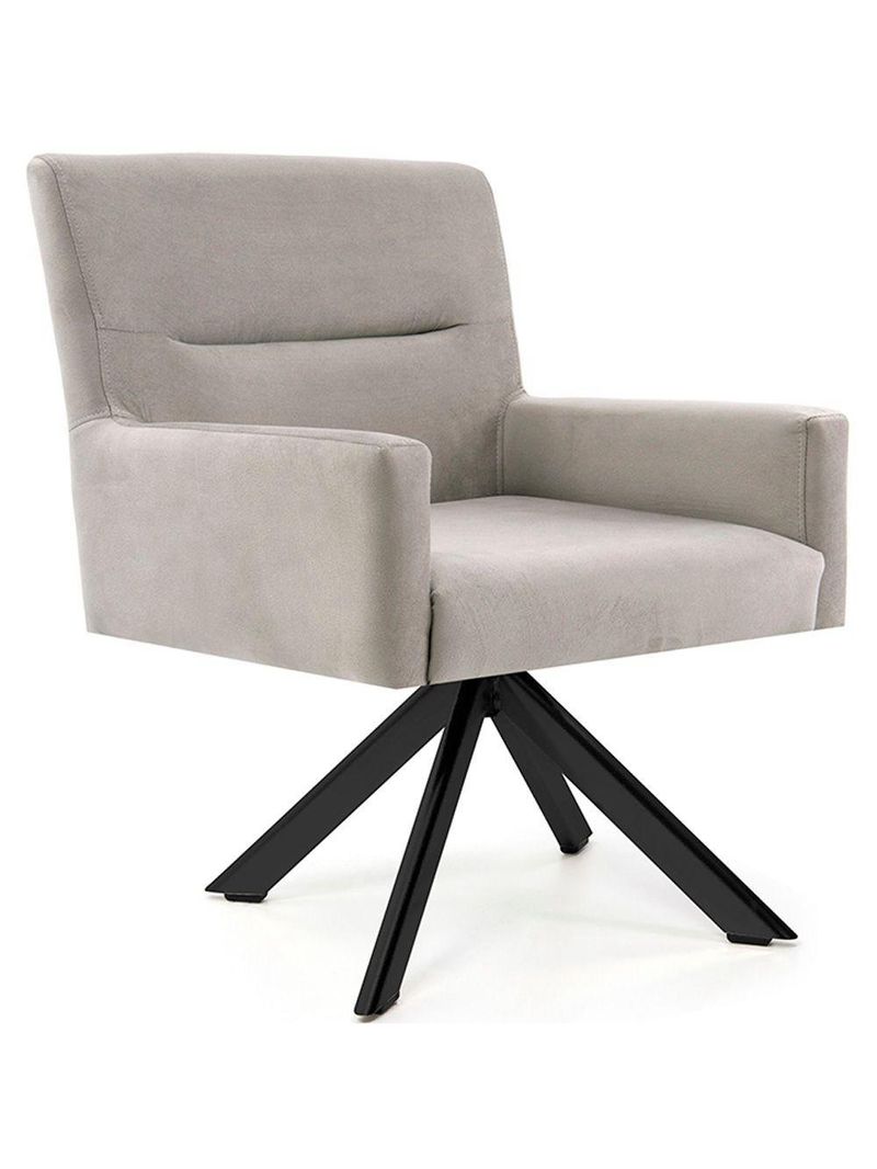 Cadeira Para Sala Angel Giratória Eiffel Preto Veludo Bege - Nexta Casa