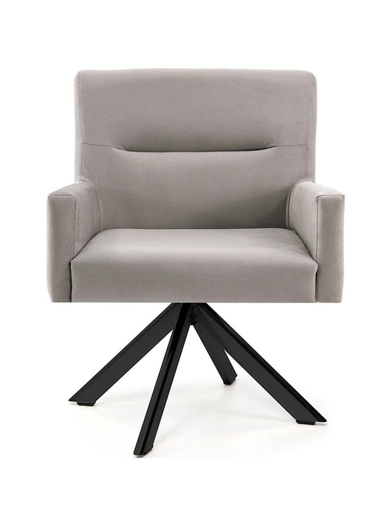 Cadeira Para Sala Angel Giratória Eiffel Preto Veludo Bege - Nexta Casa
