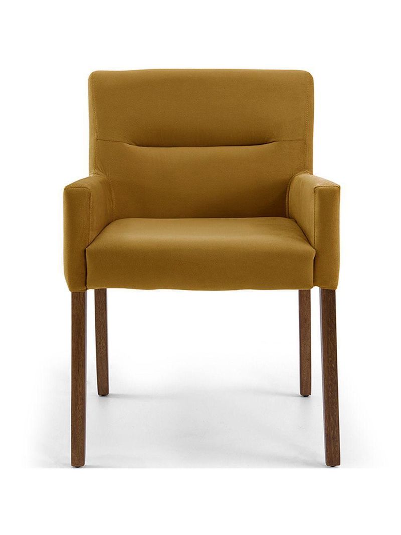 Cadeira Para Sala Angel Base Madeira Veludo Mostarda - Nexta Casa