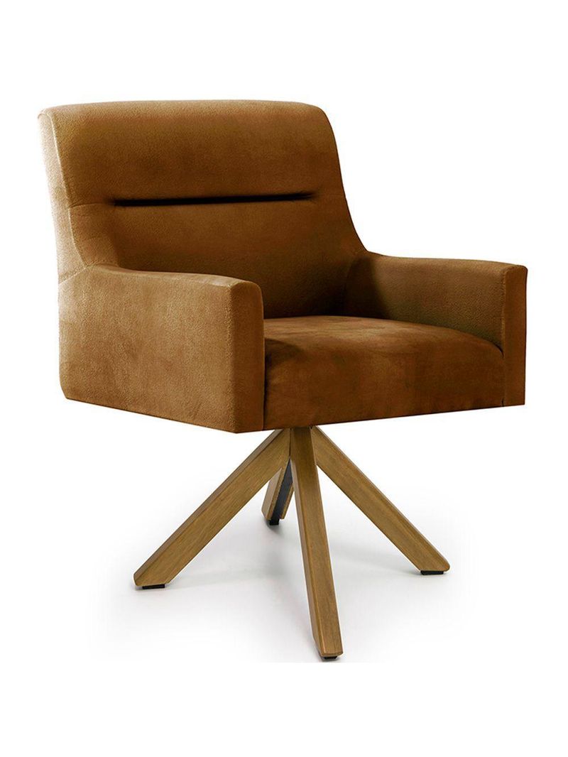 Cadeira Para Sala Angel Giratória Giromad Veludo Camel - Nexta Casa