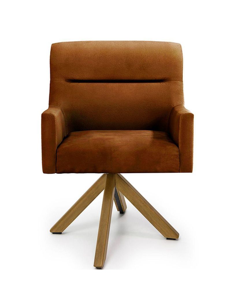Cadeira Para Sala Angel Giratória Giromad Veludo Camel - Nexta Casa