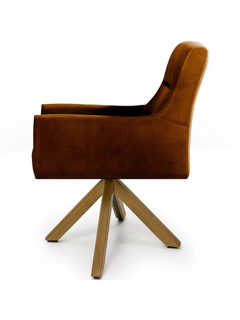 Cadeira Para Sala Angel Giratória Giromad Veludo Camel - Nexta Casa