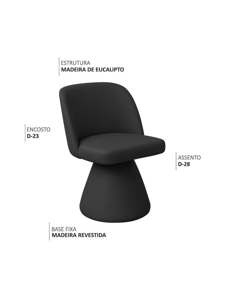 Cadeira De Jantar Liz Base Fixa Corano Preto - Nexta Casa